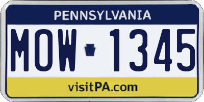 PA license plate MOW1345