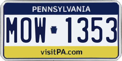 PA license plate MOW1353