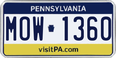 PA license plate MOW1360