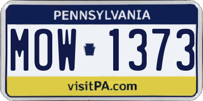 PA license plate MOW1373