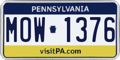 PA license plate MOW1376