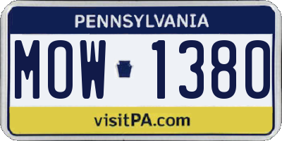 PA license plate MOW1380