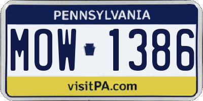 PA license plate MOW1386