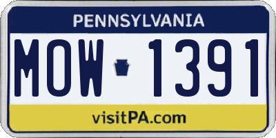 PA license plate MOW1391