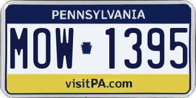 PA license plate MOW1395