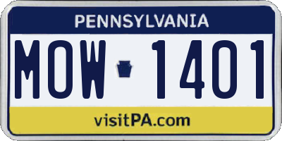 PA license plate MOW1401