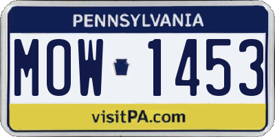PA license plate MOW1453
