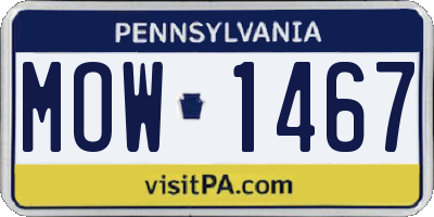 PA license plate MOW1467