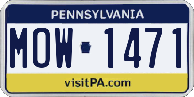 PA license plate MOW1471