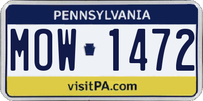 PA license plate MOW1472