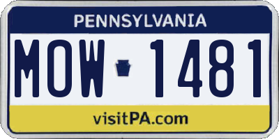 PA license plate MOW1481