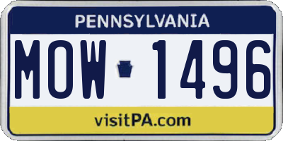 PA license plate MOW1496