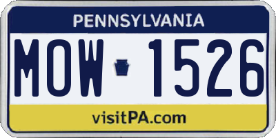 PA license plate MOW1526