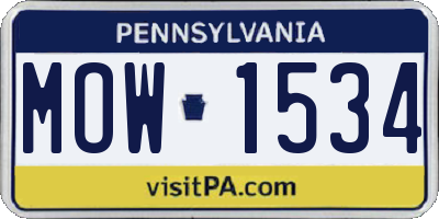 PA license plate MOW1534