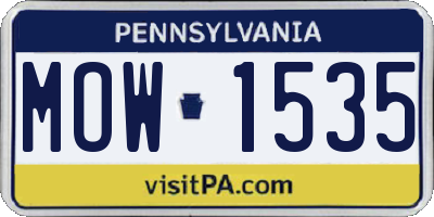 PA license plate MOW1535