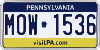 PA license plate MOW1536