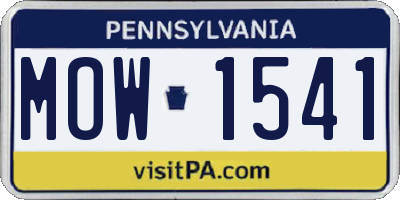 PA license plate MOW1541