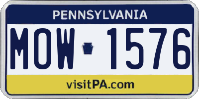 PA license plate MOW1576