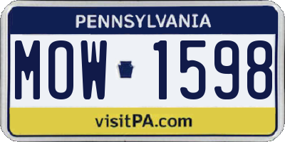 PA license plate MOW1598
