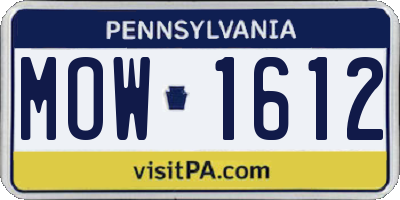 PA license plate MOW1612
