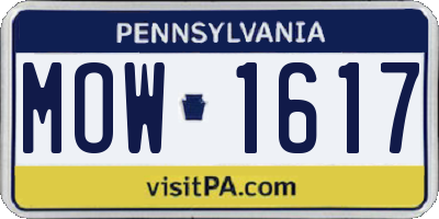 PA license plate MOW1617