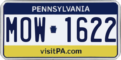 PA license plate MOW1622