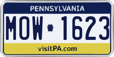 PA license plate MOW1623