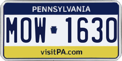 PA license plate MOW1630