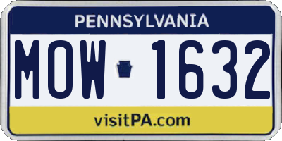 PA license plate MOW1632
