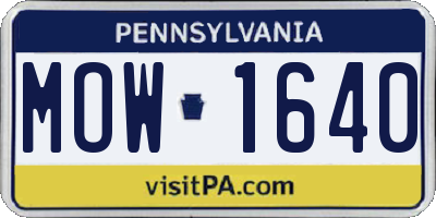 PA license plate MOW1640