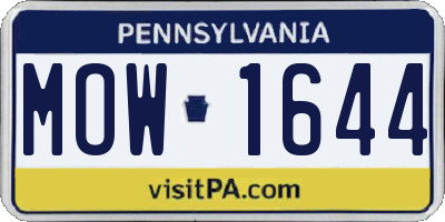 PA license plate MOW1644