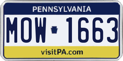 PA license plate MOW1663