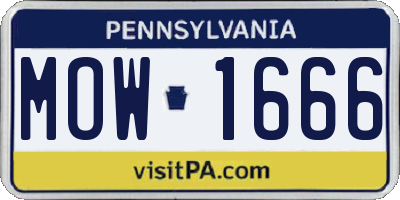 PA license plate MOW1666