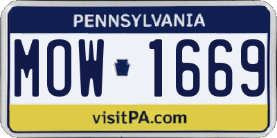 PA license plate MOW1669