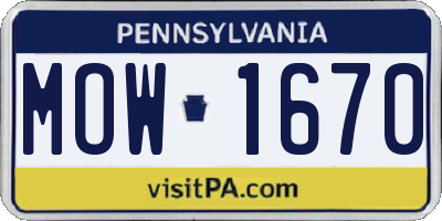 PA license plate MOW1670