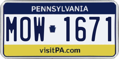 PA license plate MOW1671