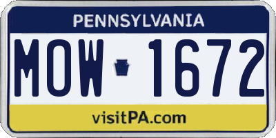 PA license plate MOW1672