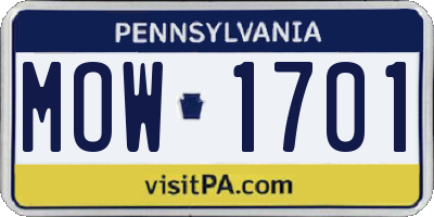PA license plate MOW1701