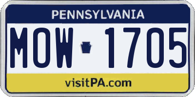 PA license plate MOW1705