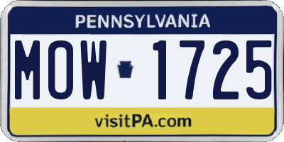 PA license plate MOW1725