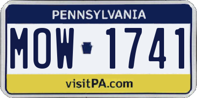 PA license plate MOW1741