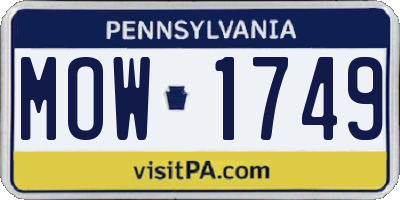 PA license plate MOW1749