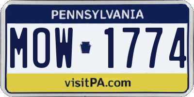 PA license plate MOW1774