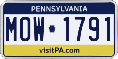 PA license plate MOW1791