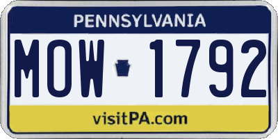 PA license plate MOW1792