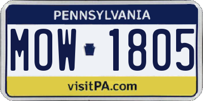 PA license plate MOW1805