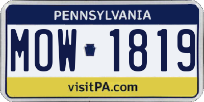 PA license plate MOW1819