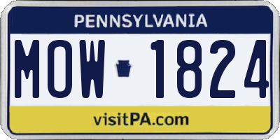 PA license plate MOW1824