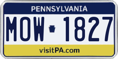 PA license plate MOW1827
