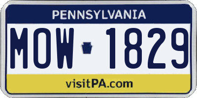 PA license plate MOW1829